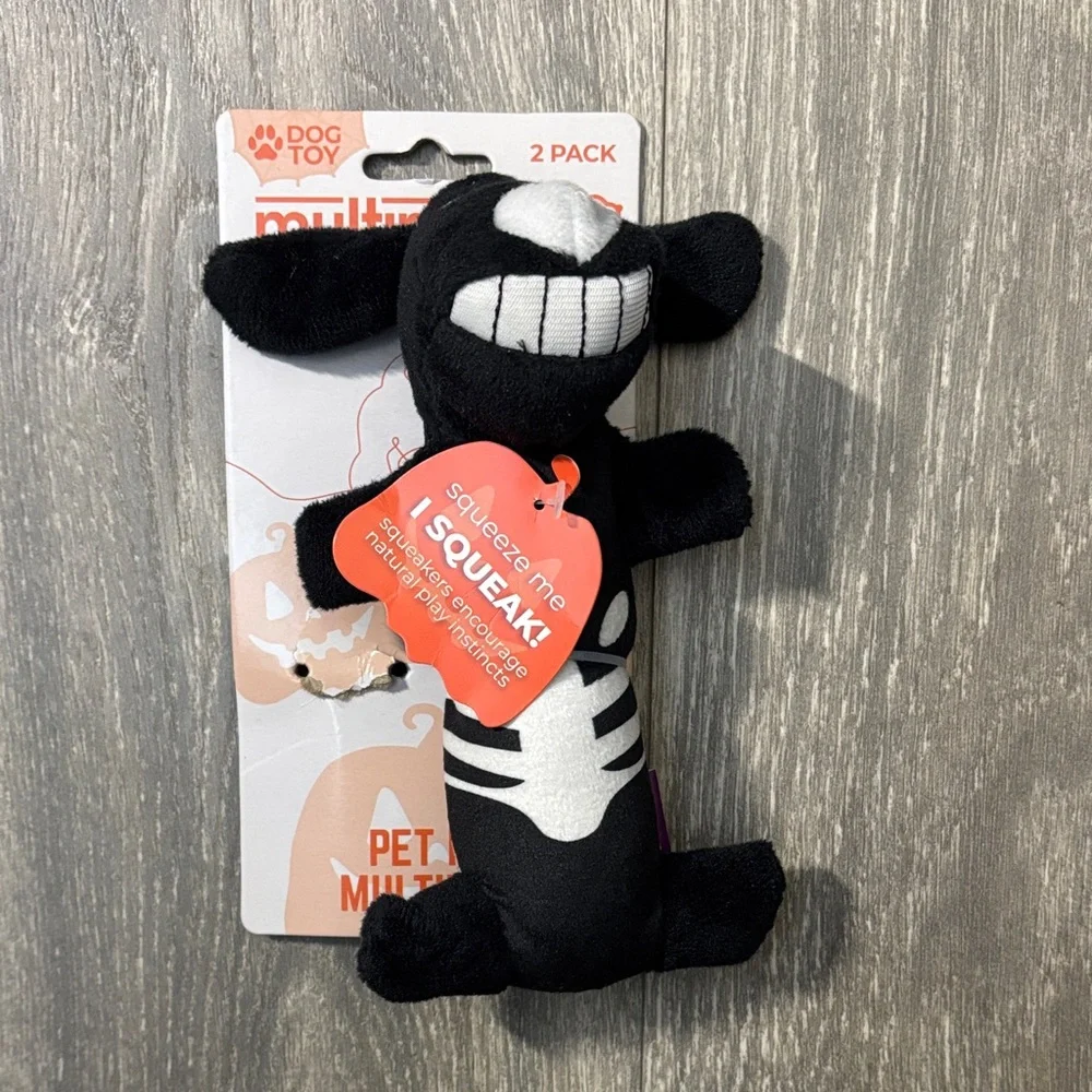 Black Skeleton Plush Squeaky Dog Toy